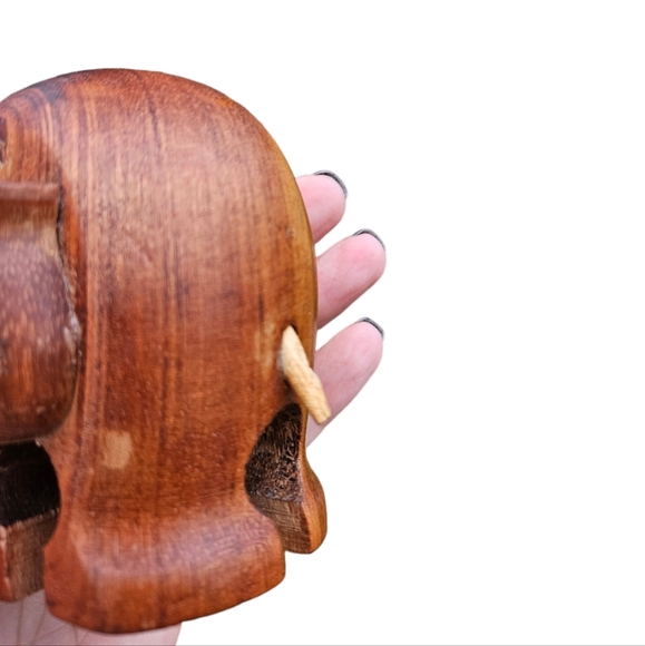 Vintage Wood Elephant Tooth Pick Holder 3" x 4" - Picture 5 of 9